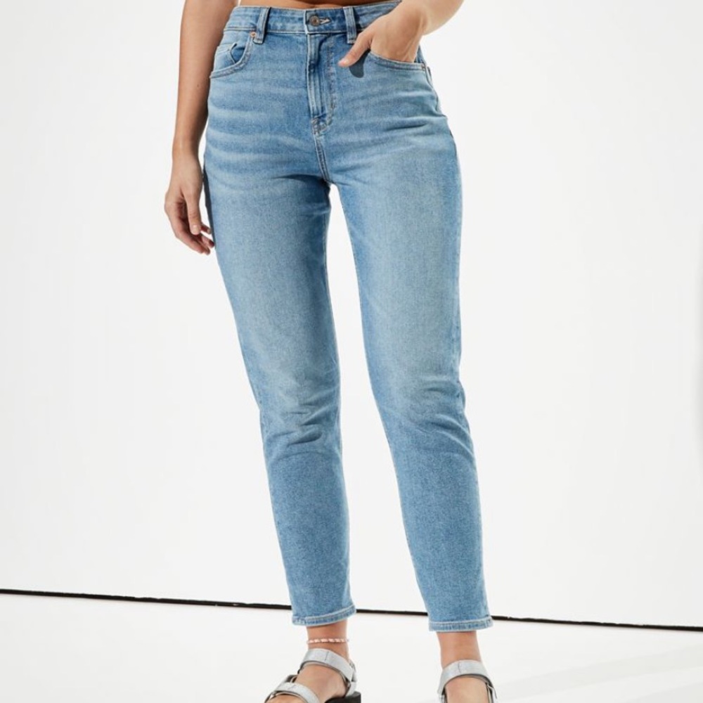 AE stretch mom jeans